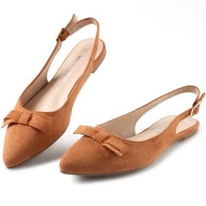 Women flat  suede sling back pointed toe
